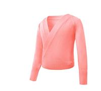 Cache Coeur de Danse Pull portefeuille for filles, haut de danse, épais et chaud, ballerine, manches longues, Cardigan en tricot, for enfants, tenue de classe, vêtements de base, rose ( Color : Coral