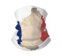 Cache-Col Carte Vintage avec Drapeau De La France Chapeaux Demi-Visage Multifonctionnel Bandeau Magique Élastique Balaclava, pour Sports, Homme, Femme, Randonnée, 26x30cm