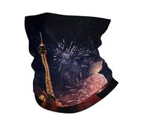 Cache-Col Feu d'artifice De La Tour Eiffel Bandeaux Multi-Usage Séchage Rapide Headwrap, pour Randonnée, Moto, Ski, Adulte, 26x30cm