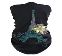 Cache-Col Tour Eiffel Paris Fleur Noir Bleu Écharpe Tube Séchage Rapide Unisexe Écharpe, pour Moto, Course À Pied, Sports, Cyclisme, 26x30cm