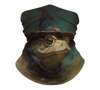 Cache-Col Vieux Crapaud Portant Un Chapeau De Sorcière Protection du Visage Anti-UV Echarpe Gaiter Séchage Rapide Chapeaux Demi-Visage, pour Adulte, Randonnée, Yoga, Homme, 26x30cm