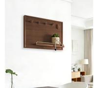 Cache Compteur Electrique Cache-boîte à Disjoncteurs Décoratif, Cache-boîte à Fusibles Mural en Bois Le Salon, Cache-tableau Électrique Amovible avec Étagère Crochets(Walnut,60x40cm(23.6x15.7in))