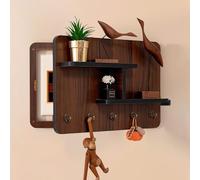 Cache Compteur Electrique Cache-boîte à Fusibles Décoratif Avec Crochet D'étagère, Cache-boîte à Fusibles Décoratif Pour Porte Ou Mur, Cache-boîte Fusibles Bois(Brown Right,45x35cm/17.7x13.7in)