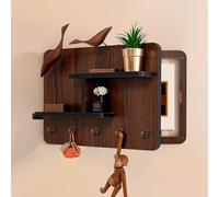 Cache Compteur Electrique Cache-boîte à Fusibles Décoratif Avec Crochet D'étagère, Cache-boîte à Fusibles Décoratif Pour Porte Ou Mur, Cache-boîte Fusibles Bois(Brown Left,45x55cm/17.7x21.6in)