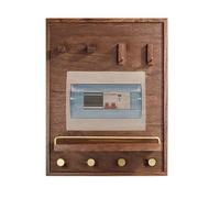 Cache Compteur Electrique Cache-fusibles Dissimulé avec Étagères, Cache-panneau Électrique Vintage en Bois, Boîtier De Disjoncteurs Multifonctionnel et Décoratif(Walnut,50x60cm/19.7x23.6in)