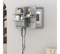Cache Compteur Electrique, Cache Tableau Electrique Decoratif, Cache-Boîte à Fusibles Décoratif en Bois avec étagère et Crochets, pour Chambre à Coucher, Cuisine(Grey,40 * 30cm/16 * 12in)