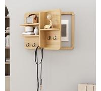 Cache Compteur Electrique, Cache Tableau Electrique Decoratif, Cache-Boîte à Fusibles Décoratif en Bois avec étagère et Crochets, pour Chambre à Coucher, Cuisine(Wood,45 * 35cm/18 * 14in)