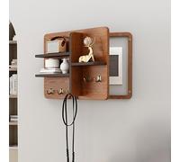 Cache Compteur Electrique, Cache Tableau Electrique Decoratif, Cache-Boîte à Fusibles Décoratif en Bois avec étagère et Crochets, pour Chambre à Coucher, Cuisine(Brown,45 * 35cm/18 * 14in)