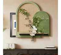 Cache Compteur Electrique Mural Effet Pierre Coulissant avec Vase Amovible | Cache Tableau Electrique Decoratif, Cache-boîte de Distribution Dissimulant pour Votre Maison(Green,W70xH76cm(fits≤46x46cm))