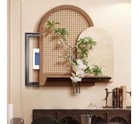 Cache Compteur Electrique Mural Effet Pierre Coulissant avec Vase Amovible | Cache Tableau Electrique Decoratif, Cache-boîte de Distribution Dissimulant pour Votre Maison(Brown,W70xH76cm(fits≤46x46cm))