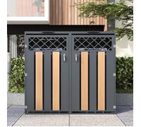 Cache Conteneur Boîte de Rangement pour Poubelle Couvercle Charnière, Ventilation Losange Verrouillable 2 Portes 132x80x118.5cm