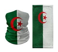 Cache-cou à drapeau algérien - Écharpe légère et respirante avec croissant et étoile - Couvre-chef multifonctionnel pour voyage, sport et utilisation en plein air - Couvre-visage patriotique algérien