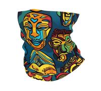 Cache-Cou African Masks Ethnic Tribal Art Colorful Abstract Bandana Tubulaire Ultra-Douce Écharpe Demi-Visage Élastique Tour De Cou pour Vélo Moto Randonnée 25X50 Cm