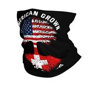 Cache-Cou American Grown with Swiss Roots Switzerland Flag Cache Cou Elastique Balaclava Echarpe Gaiter Ultra-Douce Bandana Tubulaire pour Vélo Course À Pied Moto 25X50 Cm