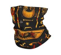 Cache-Cou Ancient Egyptian Pharaoh Hieroglyphs Birds Gold Black Cache Cou Elastique Balaclava Bandana Tubulaire Multi-Usage Echarpe Gaiter pour Moto Vélo Randonnée 25X50 Cm