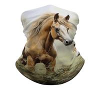 Cache Cou Animaux Peintures Chevaux Anti-Vent Fashion Scarf Elastique Neckwarmer pour Randonnée Nocturne Festivals De Musique 2 Pièces
