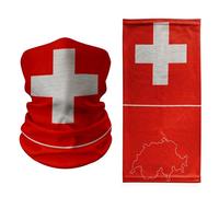Cache-cou avec drapeau de la Suisse - Rouge avec croix blanche et carte suisse - Masque léger multi-usage, cagoule, bandana et bandeau pour voyage, sport et patrimoine alpin