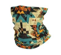 Cache-Cou Aztec Geometric Native American Art Style Blue Brown Écharpe Demi-Visage Balaclava Tour De Cou Ultra-Douce Cache Cou Elastique pour Course À Pied Moto Vélo 25X50 Cm