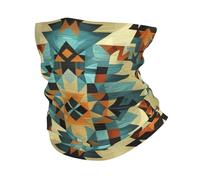 Cache-Cou Aztec Native American Geometric Art Style Blue Brown Tour De Cou Balaclava Écharpe Demi-Visage Respirant Echarpe Gaiter pour Course À Pied Moto Randonnée 25X50 Cm