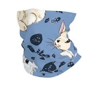 Cache-cou bleu Chinchillas et lune UPF 50+ - Protection solaire UV - Masque de cyclisme - Bandana respirant pour la randonnée - Pour homme et femme