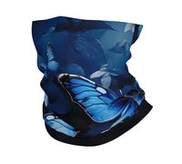 Cache-cou bleu foncé avec motif papillons UPF 50+ - Protection solaire UV - Masque de cyclisme respirant pour la randonnée - Pour homme et femme