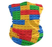 Cache-Cou Blocs De Construction Colorés Écharpe Demi-Visage Respirant Cache Cou Elastique Multi-Usage Bandana Tubulaire pour Vélo Yoga Randonnée 25X50 Cm