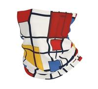 Cache-Cou Blue White and Red Geometric Art Abstract Echarpe Gaiter Élastique Bandana Tubulaire Multi-Usage Écharpe Demi-Visage pour Yoga Course À Pied Moto 25X50 Cm
