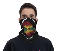 Cache-Cou C'est dans Mon Adn Grenade Drapeau Grenadin Cache Cou Elastique Élastique Écharpe Demi-Visage Respirant Bandana Tubulaire pour Vélo Course À Pied Yoga 25X50 Cm