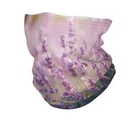 Cache Cou Champ De Fleurs De Lavande Parfumées Anti-Vent Fashion Scarf Elastique Masque pour Airsoft Activité en Plein Air Nocturne 2 Pièces