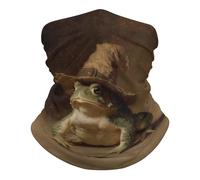 Cache-Cou Crapaud Vert Portant Un Chapeau De Sorcière Halloween Balaclava Ultra-Douce Écharpe Tube Anti-Solaire Couvre-Chef, pour Cyclisme, Sports, Jogging, Randonnée, 26x30cm