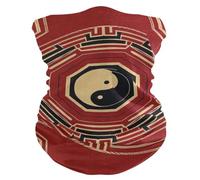 Cache-Cou Culture Chinoise Bagua Rouge Cache Cou Elastique Balaclava Bandana Tubulaire Respirant Écharpe Demi-Visage pour Course À Pied Randonnée Vélo 25X50 Cm