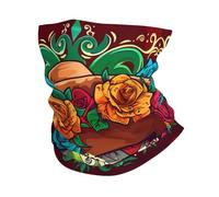 Cache-Cou Day of The Dead Mexican Sugar Skull Roses Vintage Cache Cou Elastique Balaclava Écharpe Demi-Visage Ultra-Douce Bandana Tubulaire pour Randonnée Yoga Course À Pied 25X50 Cm