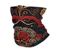 Cache-Cou Day of The Dead Skull Mexican Red Écharpe Demi-Visage Multi-Usage Tour De Cou Élastique Cache Cou Elastique pour Randonnée Yoga Course À Pied 25X50 Cm