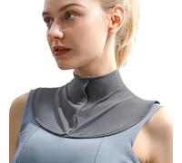 Cache-cou d'été en soie glacée pour femme et homme Protection UV Col écharpe avec bouton, gris foncé, taille unique