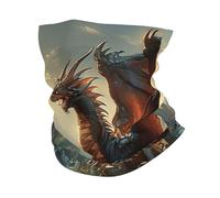 Cache-Cou Dragon and Fantasies World Landscape Ancient White Echarpe Gaiter Élastique Écharpe Demi-Visage Balaclava Bandana Tubulaire pour Vélo Yoga Course À Pied 25X50 Cm