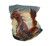 Cache-Cou Dragon and Landscape Fantasies World Ancient White Echarpe Gaiter Respirant Cache Cou Elastique Élastique Tour De Cou pour Moto Vélo Course À Pied 25X50 Cm