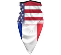 Cache-Cou Drapeau Américain Et Drapeau National Français Tube Bandeaux Imprimé Décoration Faciale Respirant Bandeau Magique, pour Cyclisme, Course À Pied, Vélo, Extérieur, 24x51cm