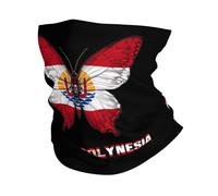 Cache-Cou Drapeau Blanc des Papillons De La Polynésie Française Bandana Tubulaire Ultra-Douce Tour De Cou Multi-Usage Echarpe Gaiter pour Vélo Course À Pied Yoga 25X50 CM