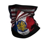 Cache Cou Drapeau De La République Française De L'Amérique Et De La France Couvre-Chef Respirant Écharpe Multi-Usage Balaclava pour Jogging Adulte Cyclisme 25X50CM