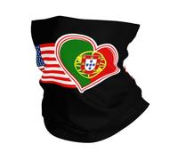 Cache Cou Drapeau De L'Amérique Et du Cœur du Portugal Neck Warmer Multi-Usage Bandana Unisexe Tour De Cou pour Ski Yoga Vélo