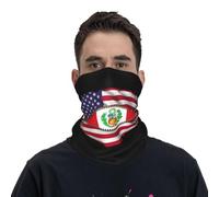 Cache-Cou Drapeau des États-Unis Et du Pérou Cache Cou Elastique Multi-Usage Écharpe Demi-Visage Ultra-Douce Bandana Tubulaire pour Course À Pied Moto Randonnée 25X50 Cm