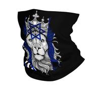 Cache-Cou Drapeau D'Israël Et Lion Bandana Tubulaire Ultra-Douce Echarpe Gaiter Respirant pour Course À Pied Moto 25X50 Cm