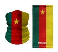 Cache-cou drapeau du Cameroun - Rayures verticales vertes, rouges et jaunes avec étoile centrale - Masque léger multi-usages, cagoule, bandeau et bandana pour la fierté nationale, le sport et les
