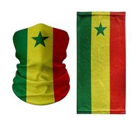 Cache-cou drapeau du Sénégal - Couvre-visage tricolore vert jaune rouge avec étoile centrale - Écharpe multifonction légère et respirante pour sports de plein air, festivals et événements nationaux