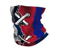 Cache-Cou Drapeau Ondulé De La République Dominicaine Et D'Haïti Tour De Cou Balaclava Echarpe Gaiter Élastique pour Vélo Moto 25X50 Cm