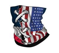 Cache-Cou Drapeau Ondulé De La République Française, Amérique Et France, Combiné 2 Écharpe Demi-Visage Élastique Tour De Cou Ultra-Douce pour Randonnée Vélo 25X50 Cm