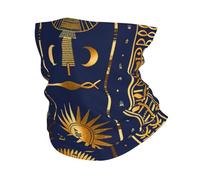 Cache-Cou Egyptian Hieroglyphs Goddess Pharaoh Birds Blue Gold Bandana Tubulaire Élastique Echarpe Gaiter Balaclava Tour De Cou pour Moto Vélo Course À Pied 25X50 Cm