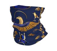 Cache-Cou Egyptian Hieroglyphs Pharaoh Birds Goddess Gold Blue Écharpe Demi-Visage Balaclava Bandana Tubulaire Respirant Echarpe Gaiter pour Vélo Yoga Moto 25X50 Cm