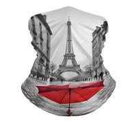 Cache Cou Eiffel Tower Paris Red Umbrella Balaclava Multifonction Couvre-Chef Durable Écharpe pour Jogging Homme Femme Randonnée 25X50CM