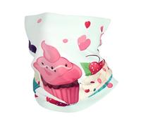 Cache-cou en forme de cupcake avec cœurs doux UPF 50+ - Protection contre les UV et le soleil - Bandana respirant pour homme et femme